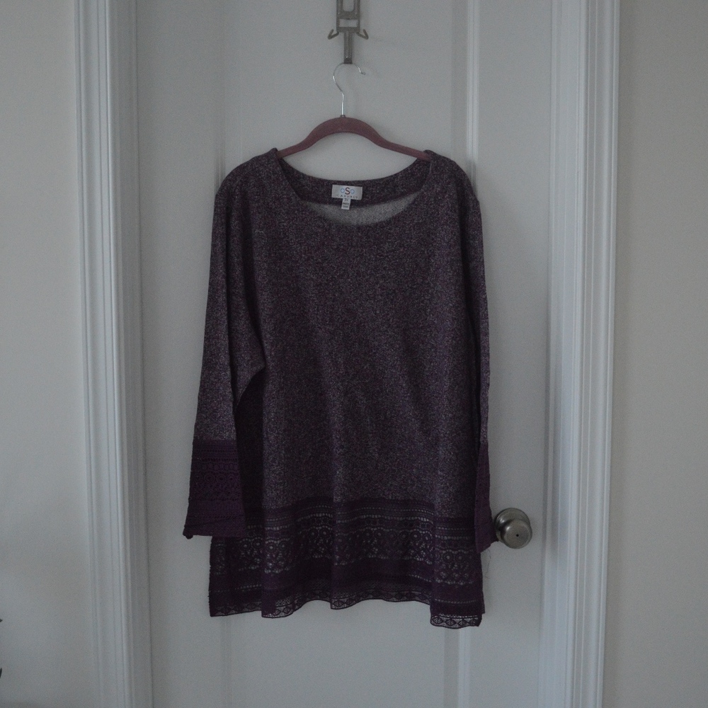 NWOT Plum Purple Lace Detail Long Sleeve Top